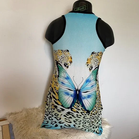 Jade Butterfly & Tiger Print Cover Up Dress - Picture 3 of 7